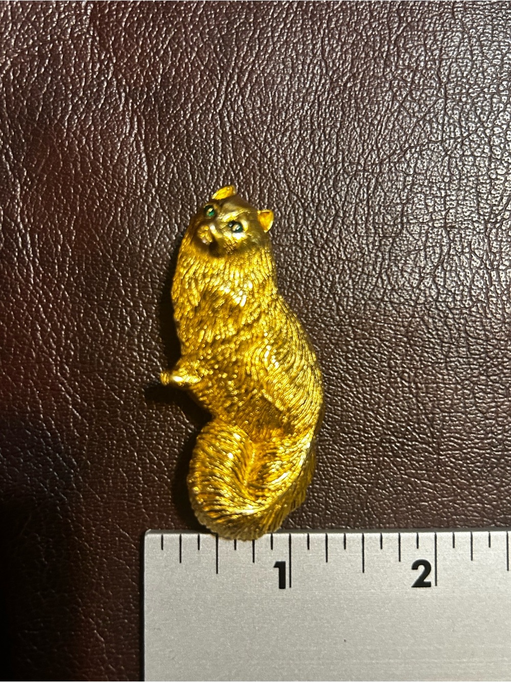 Gold Tone Cat Brooch Pin
